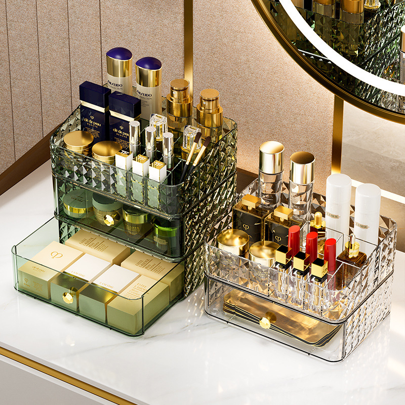 Luxury Skincare Products - 다이아몬드 패턴 화장품 수납함 고급스러운 대용량