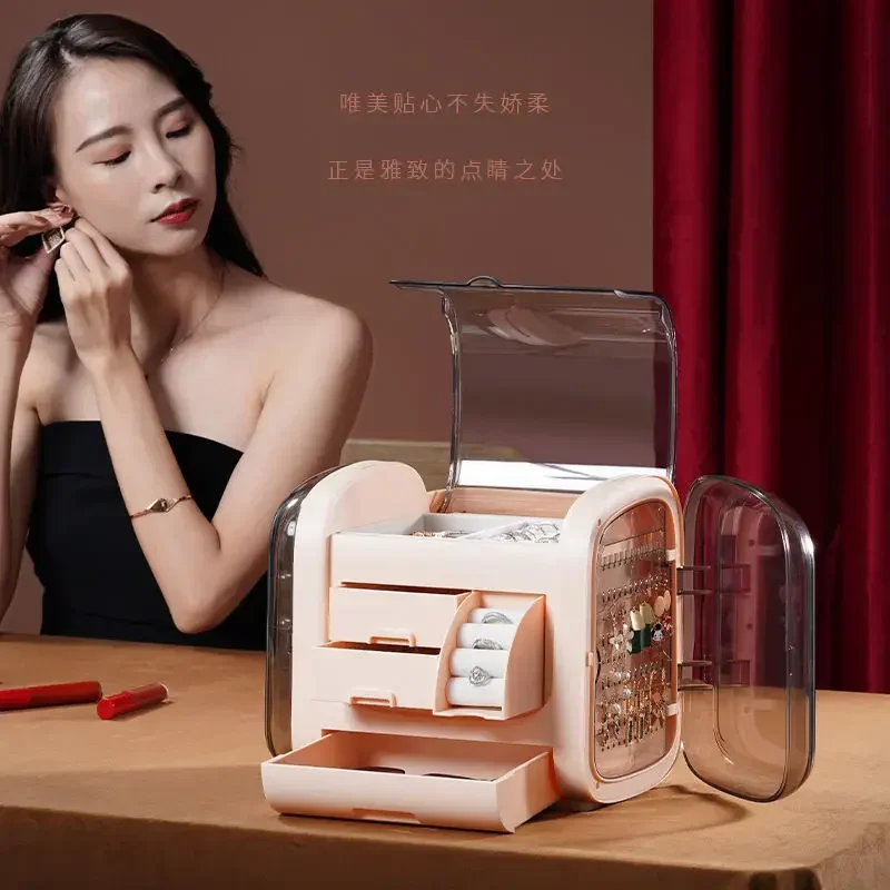 고급 LED 화장품 케이스 (HD 거울 포함) - 대형 - Luxury Skincare Organizer 리뷰 및 가격